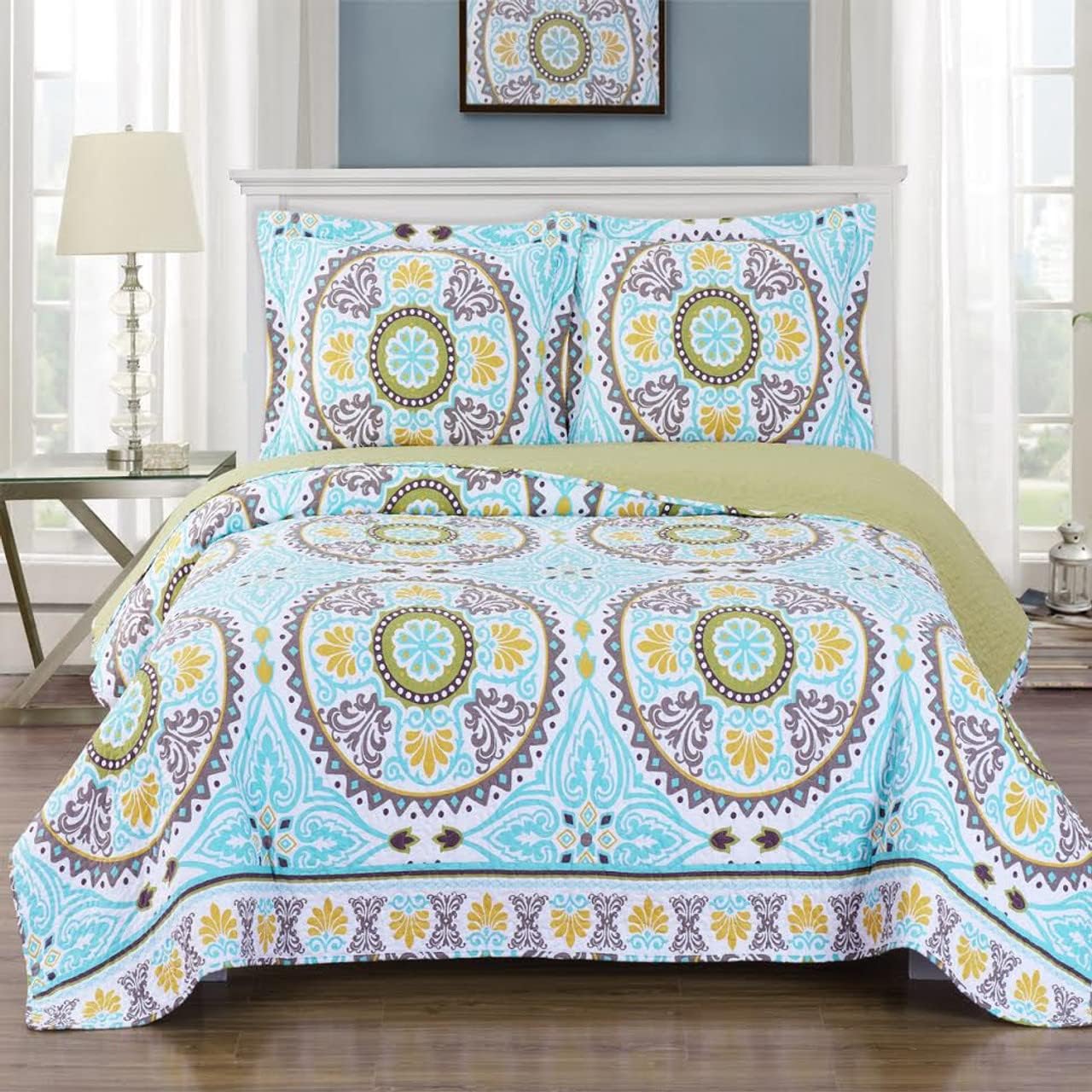 Royal Hotel Ayat Birds Oversized Coverlet Set Queen Size – Luxury Queen Quilt Bedspread, All Season Soft Filled Quilts