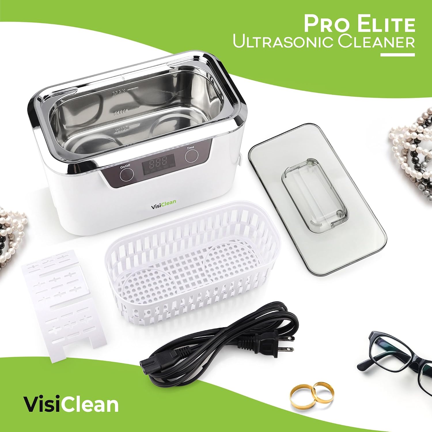 Ultrasonic Cleaner, Professional Ultrasonic Jewelry Cleaner for Diamond Ring, Silver, Gold, Earrings, Necklaces, Glasses, Denture, Retainer, Cpap