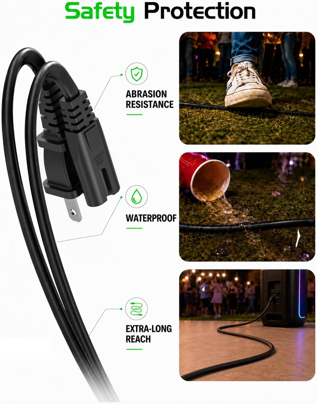 Superer Charger Power Cord Fit for JBL Partybox 110 310 320 120 710 720 100 300 520 1000, ONN Party Speaker