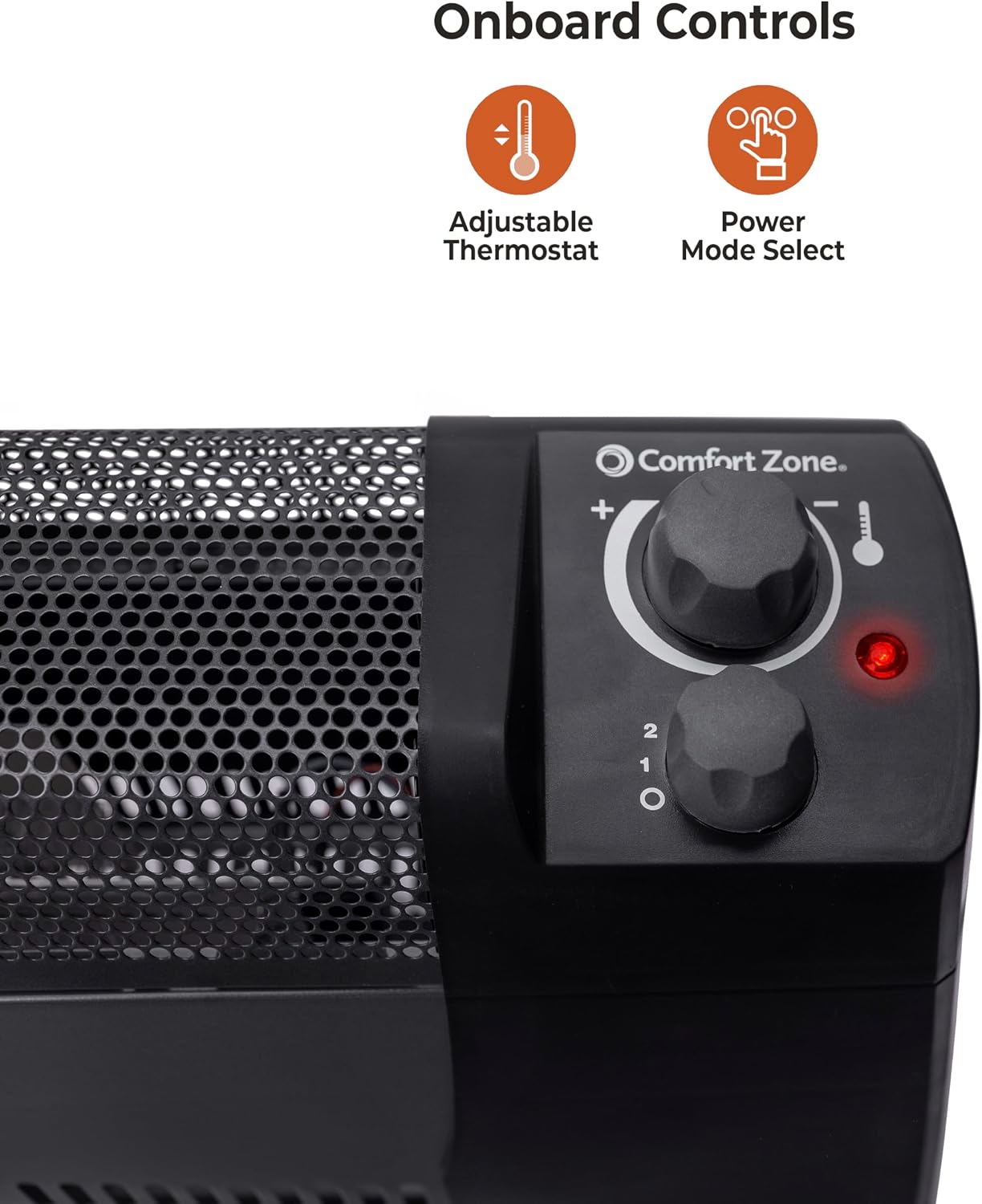 Comfort Zone Electric Baseboard Space Heater with Adjustable Thermostat, Dent-Proof End Panels, Overheat Protection, Tip-Over Switch, & Stay-Cool Body, Ideal for Home, Bedroom, & Office, 1,500W, CZ600