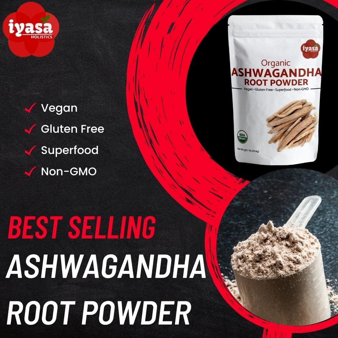 Iyasa Holistics Organic Ashwagandha Powder 16 oz – Natural Superfood Powder to Support Calm
