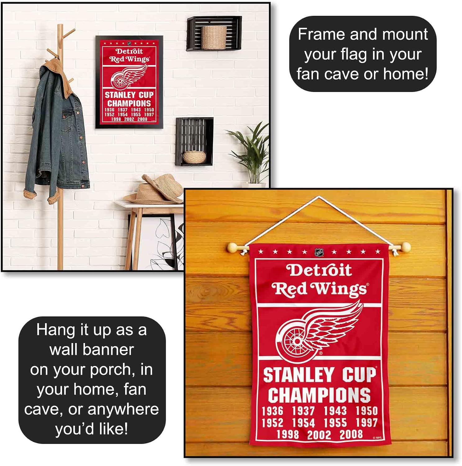 WinCraft Detroit Red Wings 11 Time Stanley Cup Champions Double Sided Garden Flag