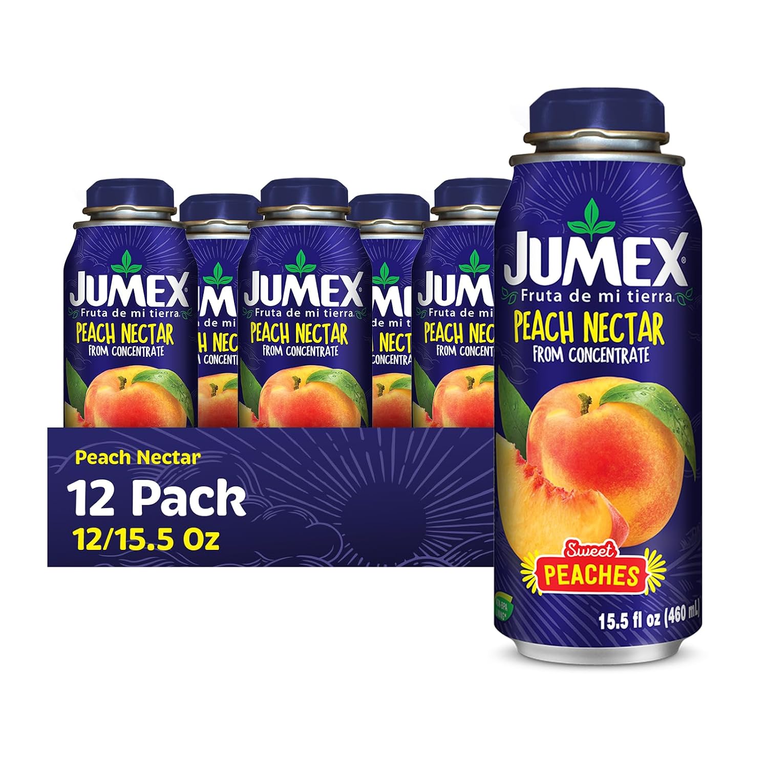Jumex Mango Nectar Lata Botella - Made with Fresh Fruit Puree - Mango Juice Concentrate for Tropical Fruit Smoothie Mix, Cocktail Mixers & Kids Beverages - 15.5oz, 12 Pack Resealable Juice Bottles