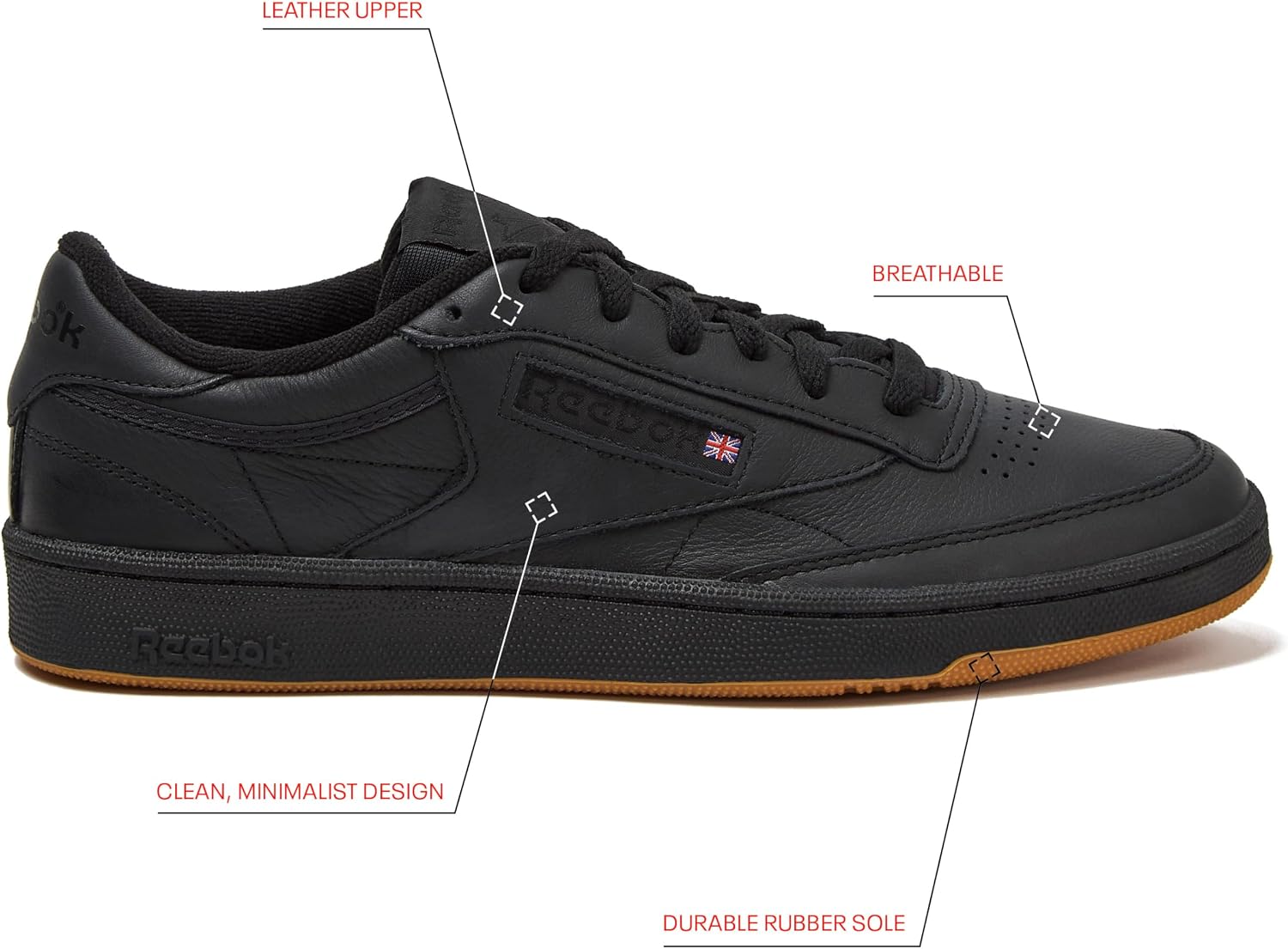 Reebok Club C 85 Mens Tennis Shoes, Casual Fashion White Sneakers for Men