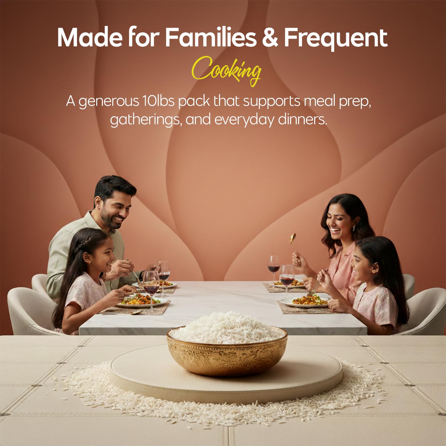 Golden Basmati Rice, 10LB, Gluten Free, Non GMO, Extra Long Grain Rice