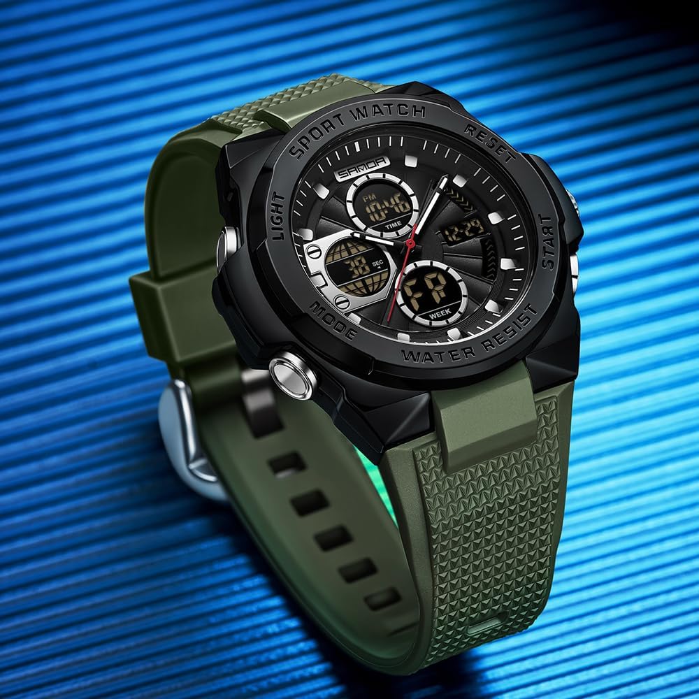 FANMIS Men's Digital Sport Watch Military LED Alarm Waterproof Quartz Watch | Tactical Outdoor Sport Watch Multi Function Led Display Alarm Stopwatch Date Quartz Rugged Style Daily Water Resistance