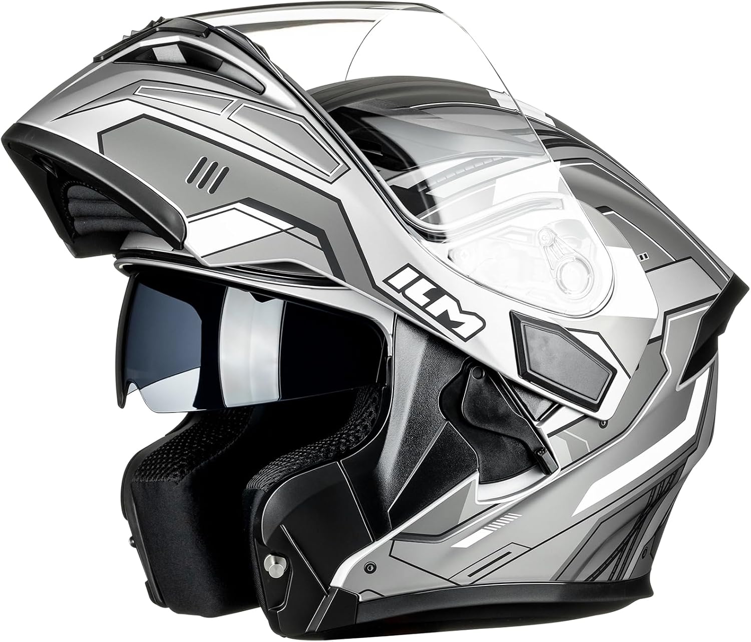 ILM Motorcycle Dual Visor Flip up Modular Full Face Helmet DOT Model 902/902L