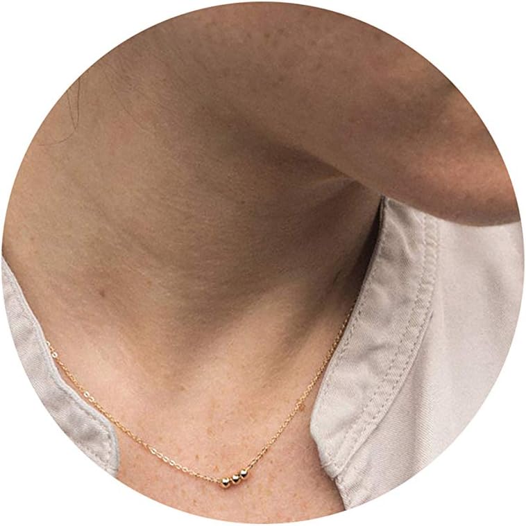 itianxi Dainty Cross Charm Pendant Necklaces,14K Gold Tiny Three Ball Necklace,Simple Fashion Jewelry for Women