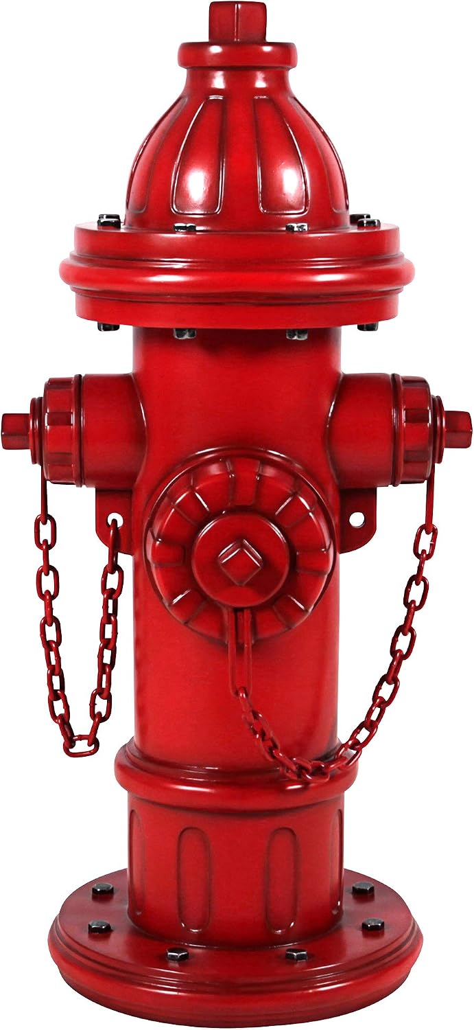 Design Toscano Dog's Second Best Friend Fire Hydrant Pee Post Indoor/Outdoor Statue, Medium 14 Inch Tall, Cast Stone Resin, Red Painted Finish