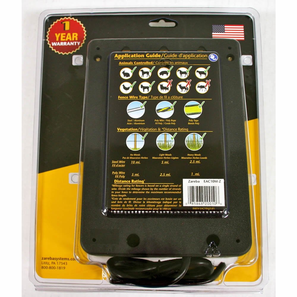 Zareba 10 Mile AC Powered Low Impedance Fence Charger, 0.5 Joule Output | Plug-In Electric Fence Energizer for Cattle, Horses, Pigs, Goats, Livestock