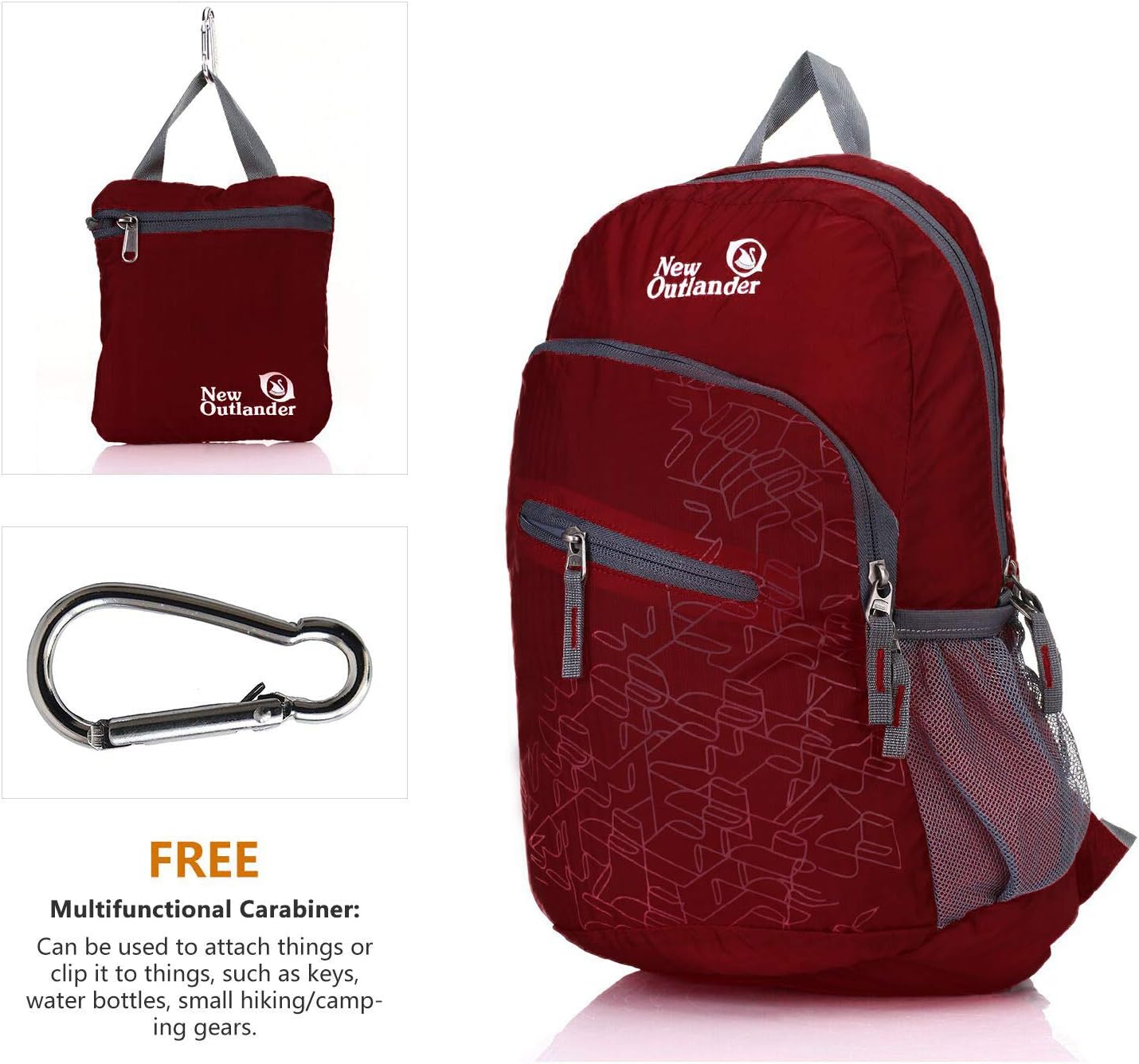 Packable Handy Lightweight Travel Hiking Backpack Daypack-Orange