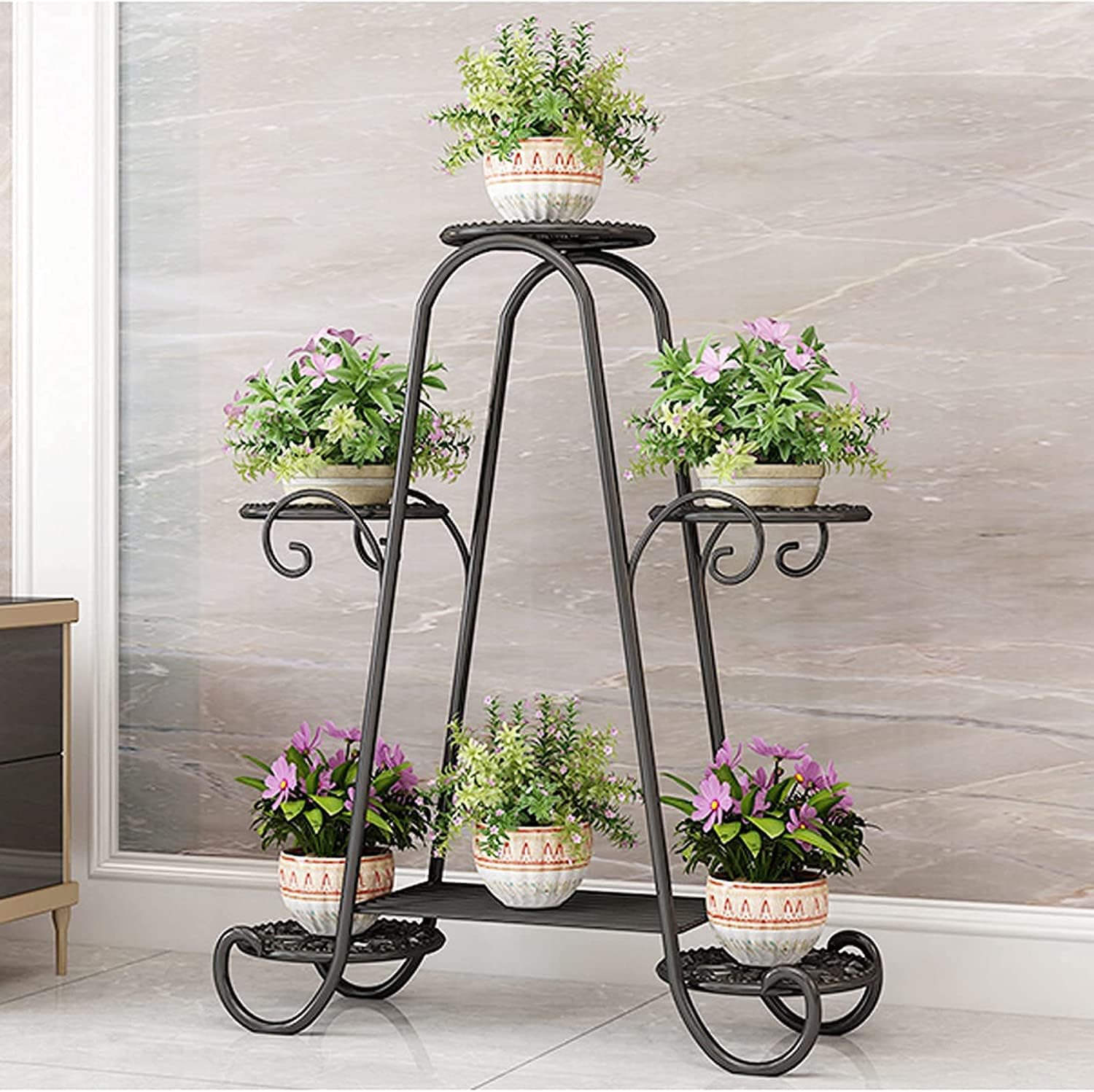 CarolynDesign 6 Tier Metal Plant Stand for Indoor and Outdoor, Multi Flower Pot Holder Shelf for Living Room Patio Lawn Garden Balcony
