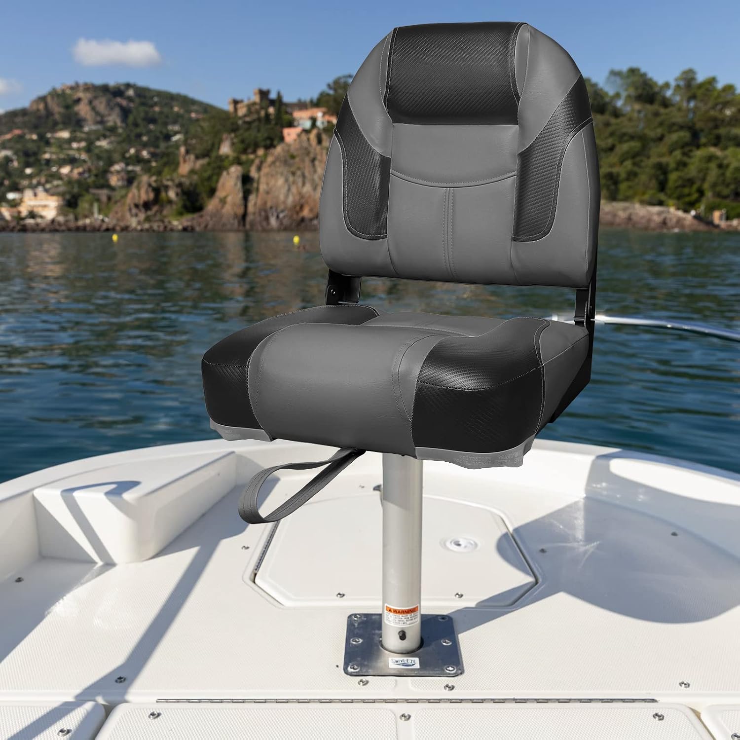 Leader Accessories Low/High Back Folding Fishing Marine Boat Seat 2 Pack