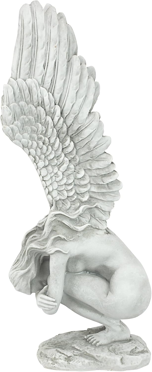 Design Toscano Remembrance and Redemption Angel Religious Indoor/Outdoor Garden Statue, From Base to Top of the Wings Nearly 3 feet tall! Tall, Cast Stone Resin, Antique Stone Finish