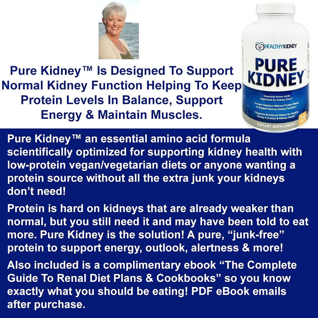 Pure Kidney Health Supplement and Renal Diet Cookbook for Rejuvenation