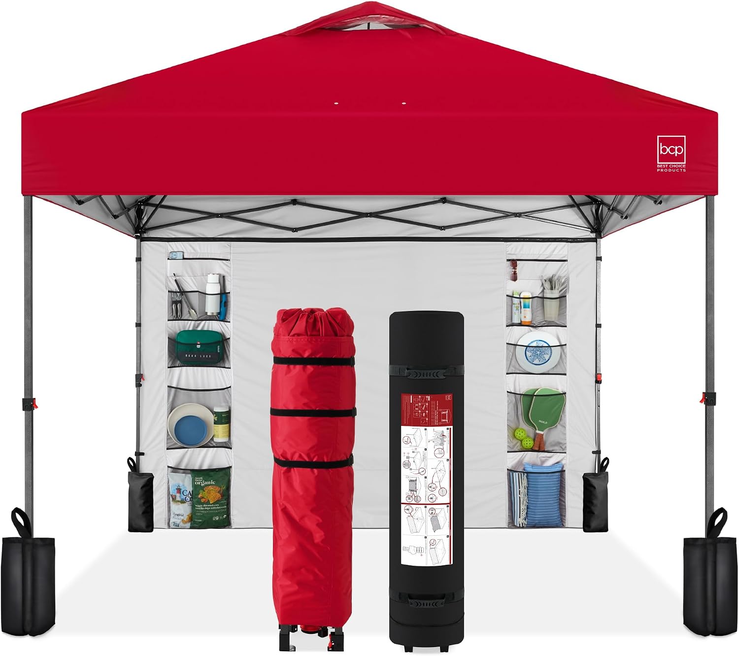 Best Choice Products 10x10ft Pop Up Canopy Tent, Outdoor Shade, 1 Person 1 Minute Set Up, Carry Case, 4 Weight Bags - White