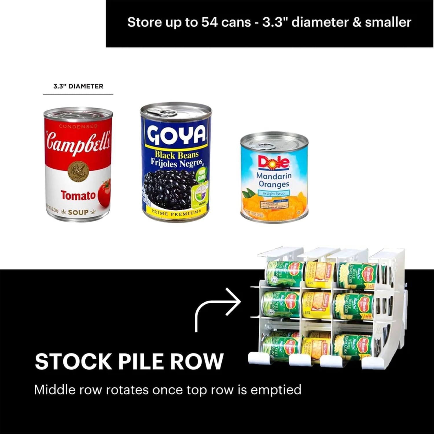 FIFO Countertop Mini Can Tracker Holds 30 Standard 10-24 Oz Can Sizes, White| Stackable & Adjustable Can Organizer for Pantry, USA Made, White