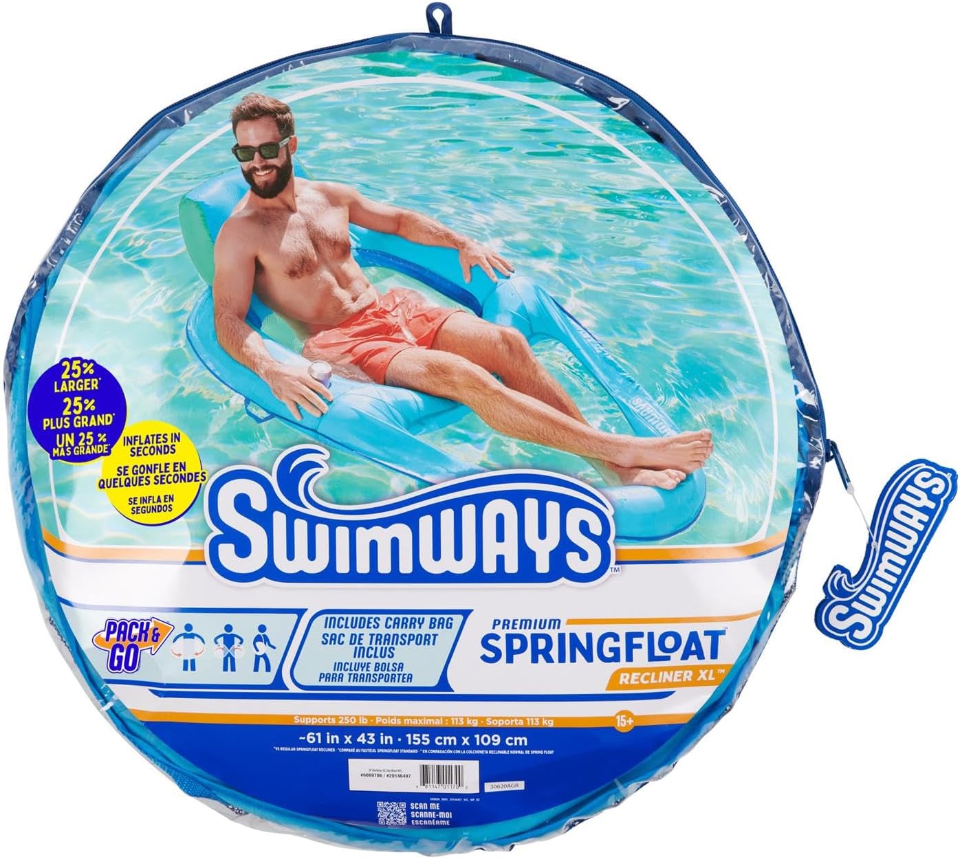 SwimWays Spring Float Recliner XL 2 Pack , Blue