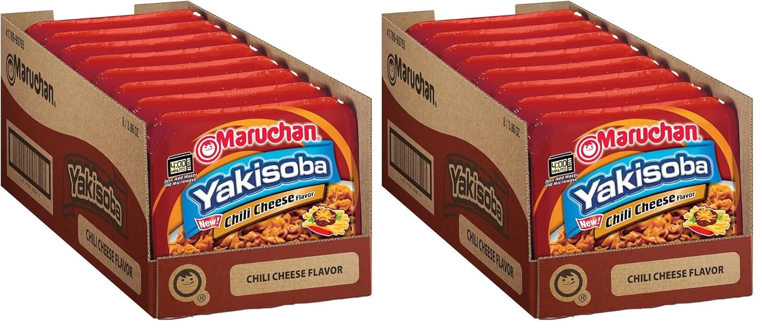Maruchan Yakisoba, Spicy Chicken Flavor – Stir-Fried Japanese Instant Ramen Noodles, High Protein Microwavable Meal – 4.11 Oz. (8 Pack)