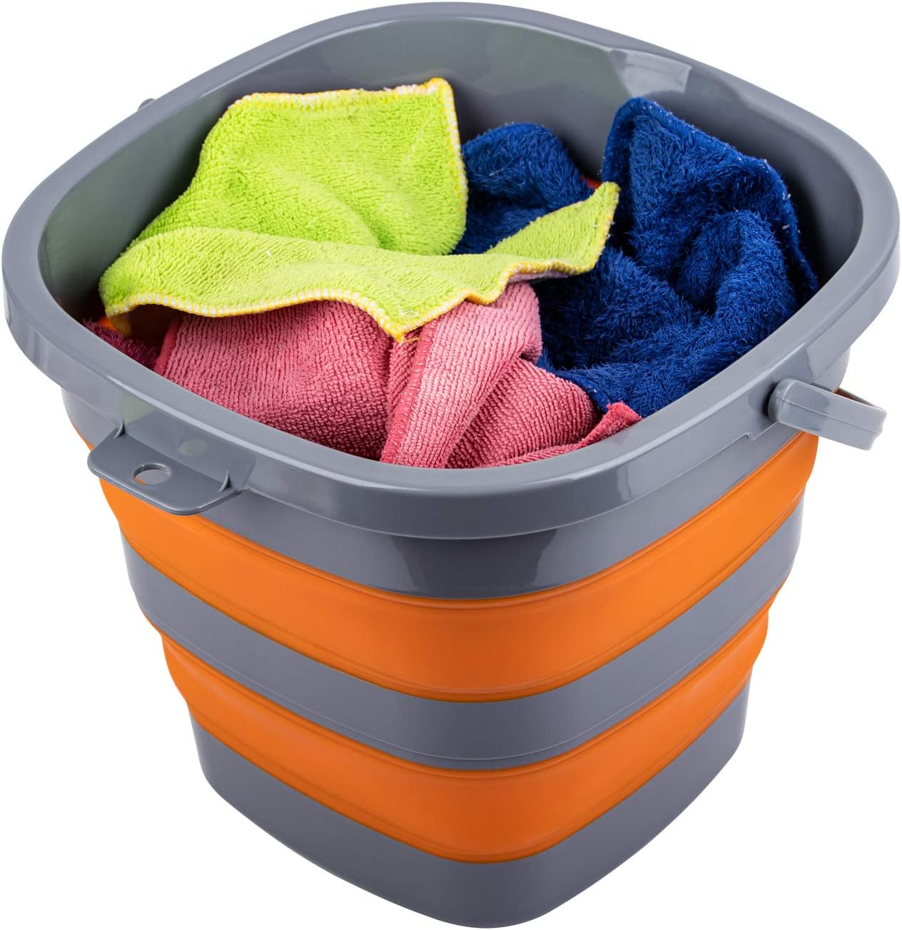 2 Pack Collapsible Plastic Bucket with 2.6 Gallon (10L) Each, Foldable Rectangular Tub for House Cleaning