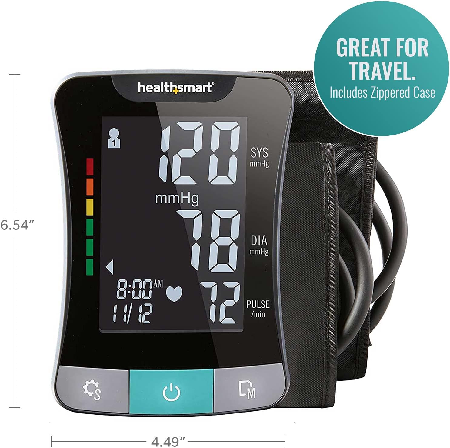 HealthSmart Digital Standard Wrist Blood Pressure Monitor with Automatic Adult Cuff That Displays Pulse Rate and Irregular Heartbeat Stores up to 60 Readings for 2 Users