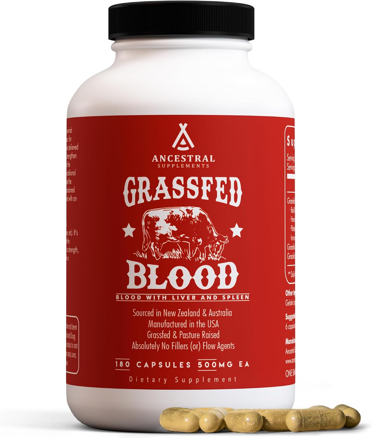 Ancestral Supplements Blood Health Supplement, Organ Formula, 500mg, 180 Ct