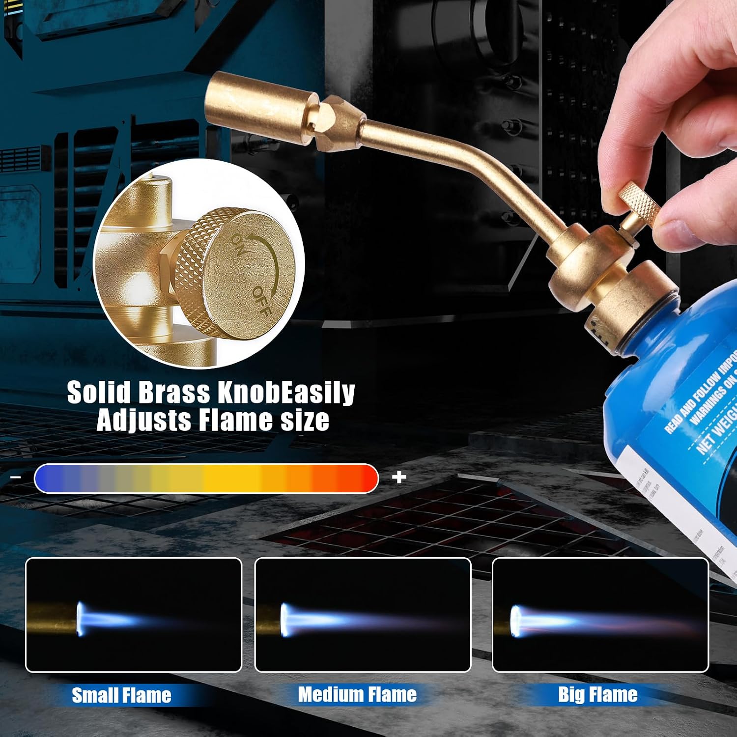 BLUEFIRE Solid Brass Jumbo Pencil Flame Gas Welding Torch Head Nozzle Upgraded Full Metal Version Fuel by MAPP MAP Pro Propane CGA600 Cylinder