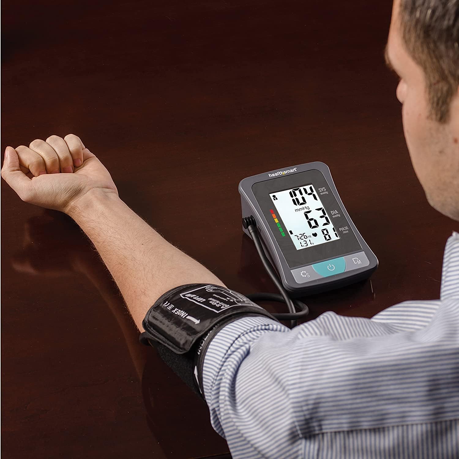HealthSmart Digital Standard Wrist Blood Pressure Monitor with Automatic Adult Cuff That Displays Pulse Rate and Irregular Heartbeat Stores up to 60 Readings for 2 Users