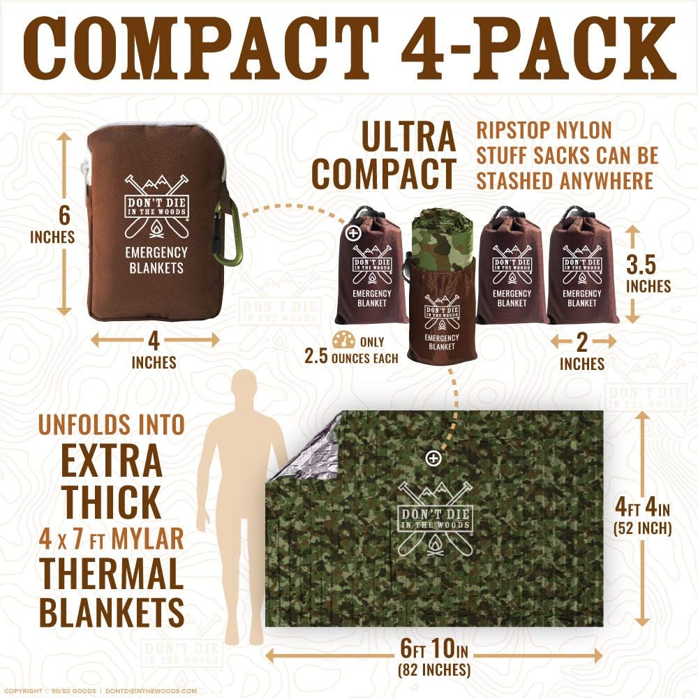 Don’t Die in The Woods – World’s Toughest Emergency Blankets [Camo]