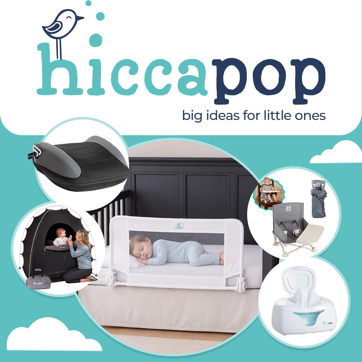Hiccapop Convertible Crib Bed Rail for Toddlers, Crib Rail Guard, White