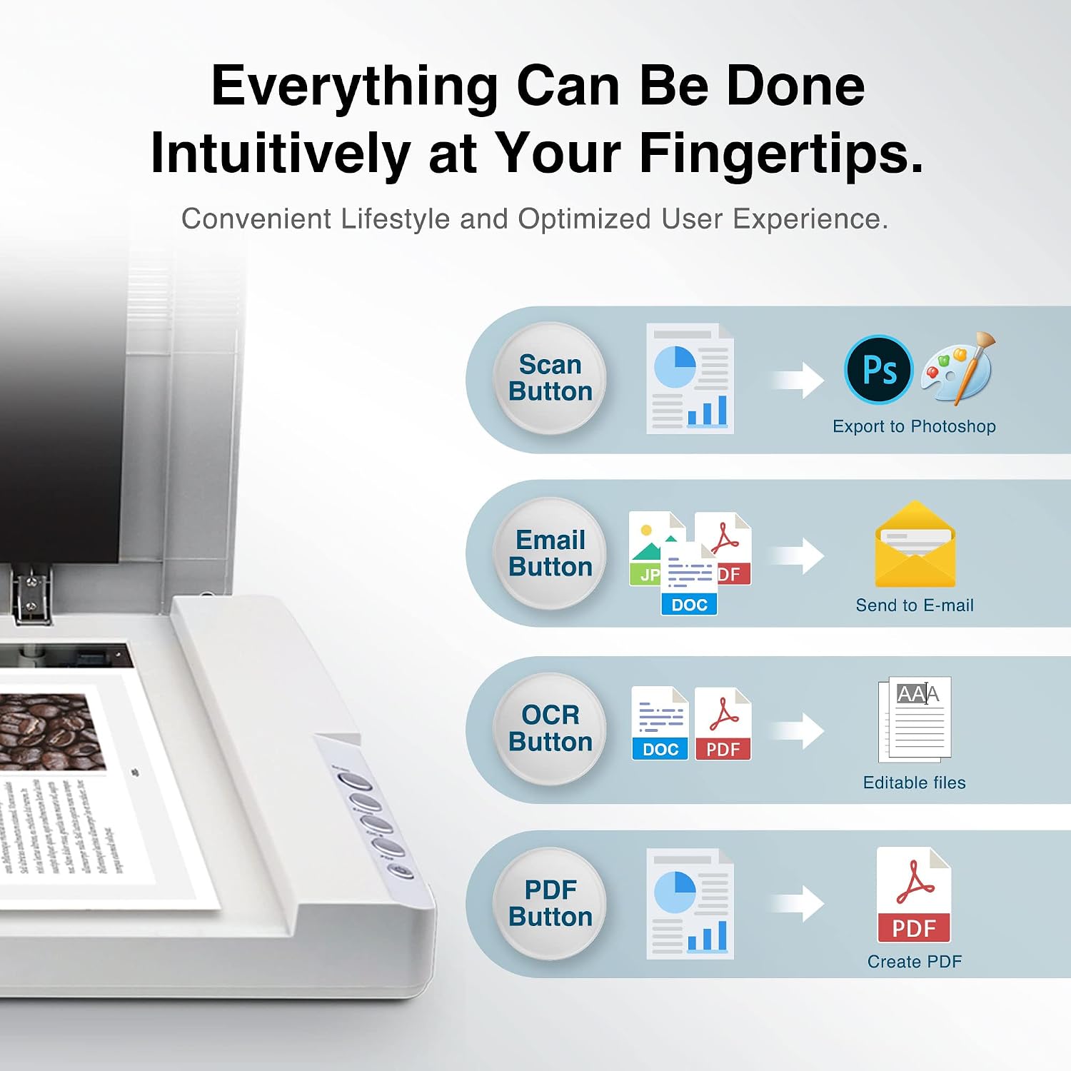 Plustek OS1180 - Flat Scanner for Graphics and Documents in A3 Format, Design Suitable for Libraries