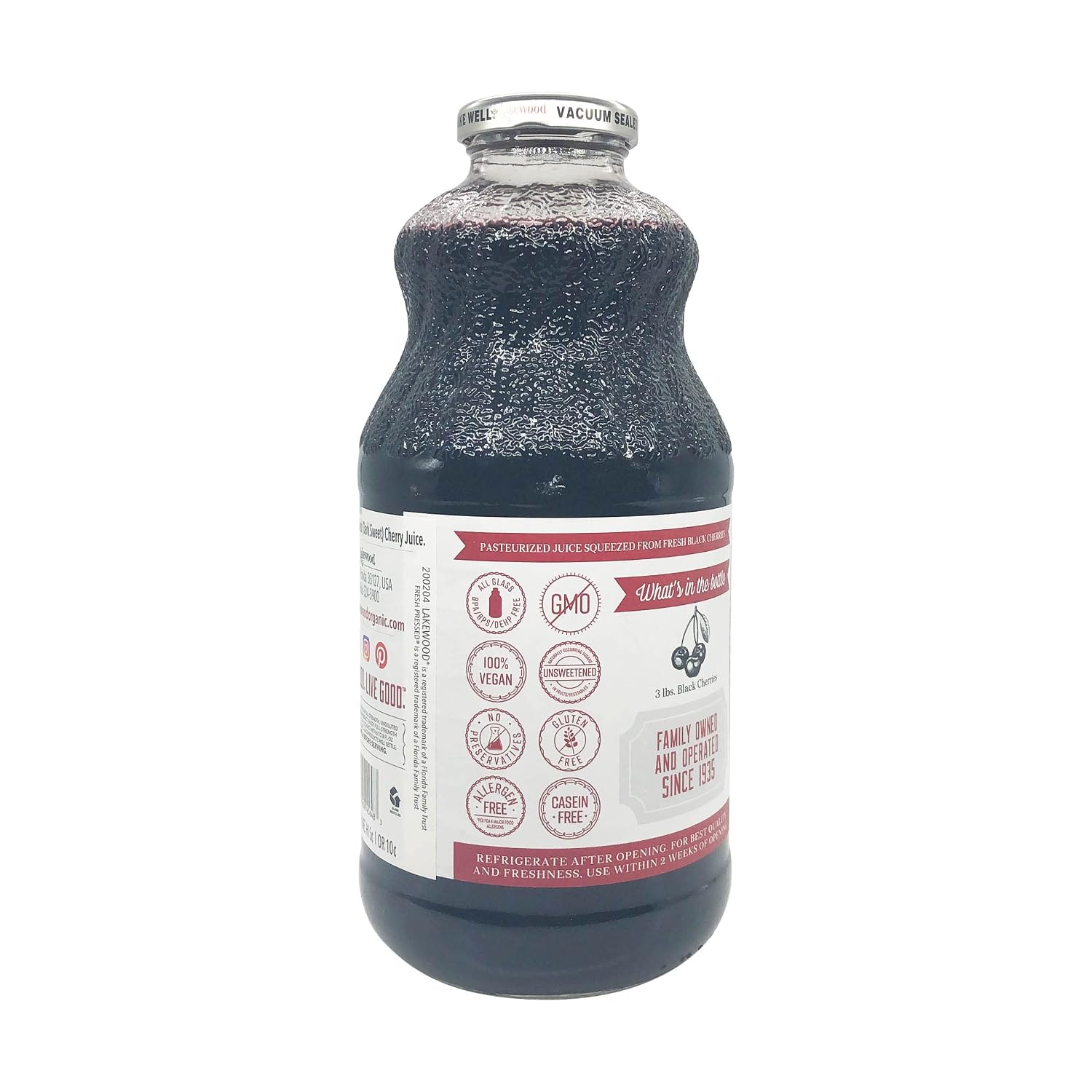 Lakewood, Juice Black Cherry Pure, 32 Fl Oz