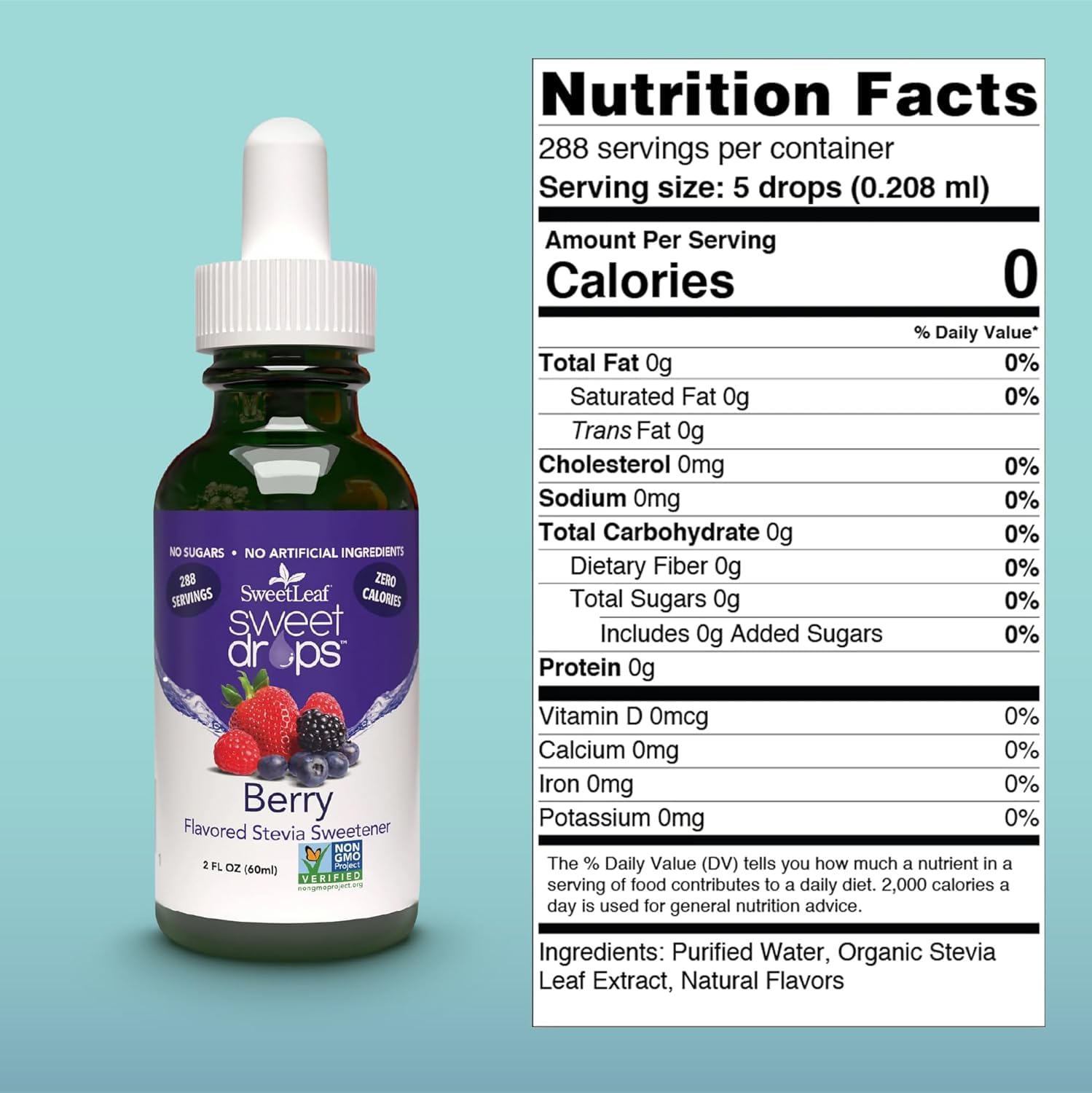 SweetLeaf Stevia Drops Liquid Sweetener, Berry - 2 Fl Oz, Pack of 1 | Sweet Drops, Organic Stevia Leaf Extract, Zero Calorie, No Erythritol, Sugar Substitute, With Dropper