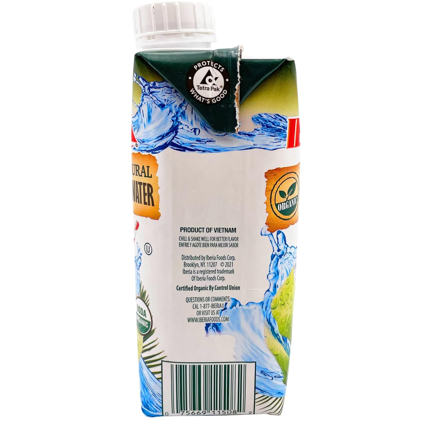 Iberia 100% Pure Organic Coconut Water, 1 Liter , 33.8 Fl Oz (Pack of 3)