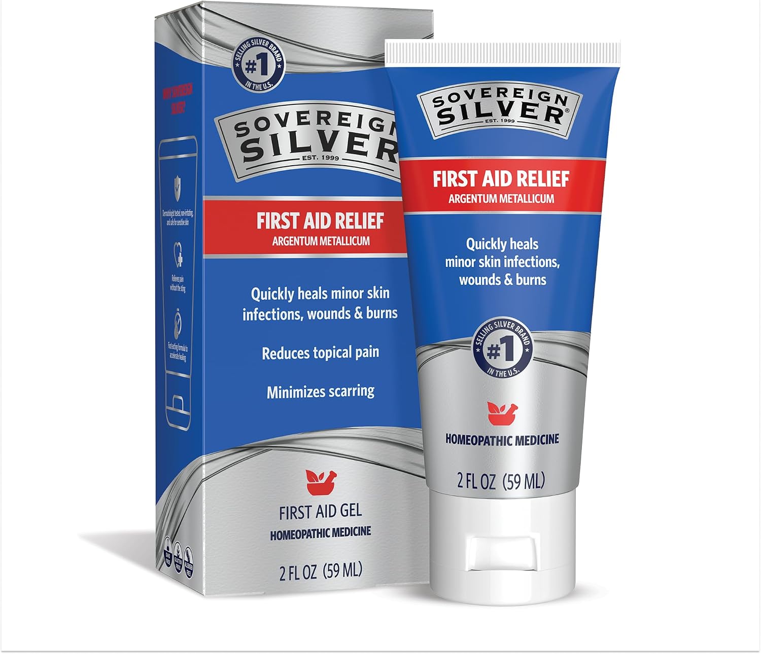 Sovereign Silver Colloidal Silver Gel, Wounds & Burns, 2 fl oz (59 mL) | Argentum Metallicum Topical Skin Care for Minor Skin Infections