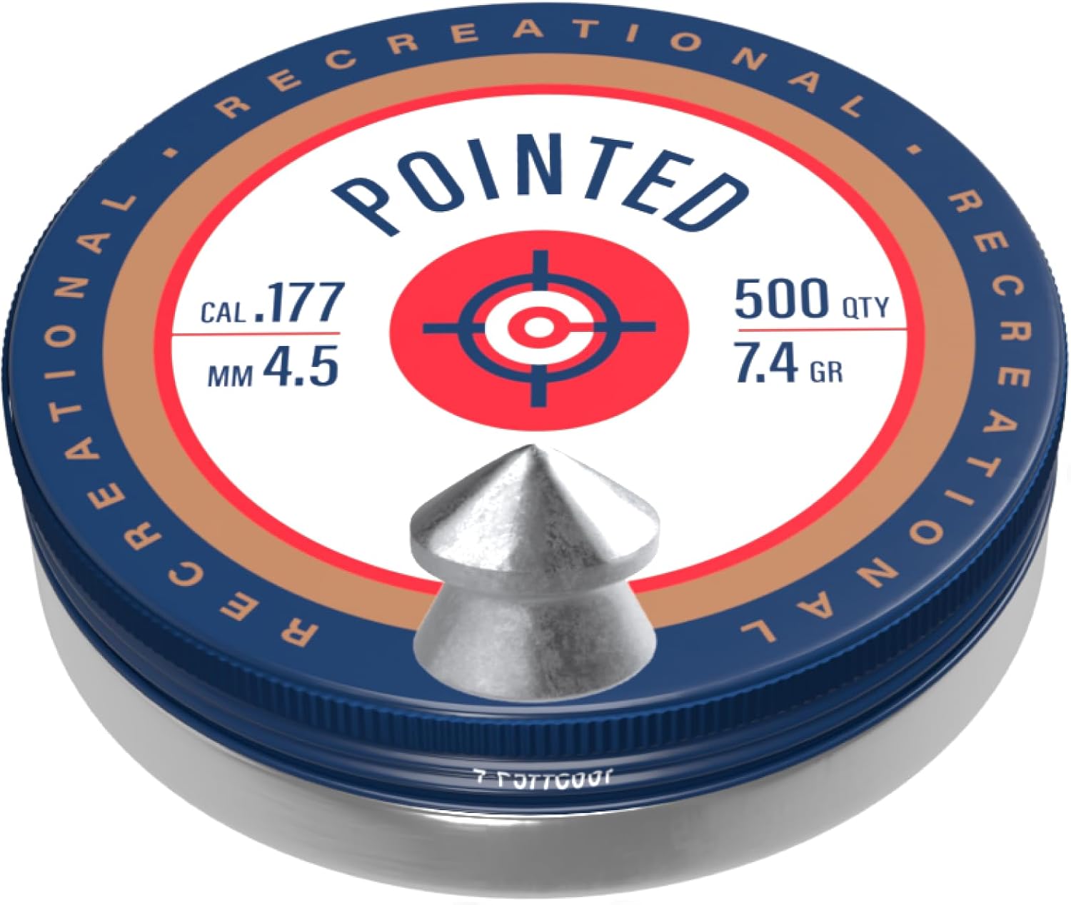 Crosman .177-Caliber Pointed Lead Pellets for Air Rifles and Air Pistols - 500 Count Tin - Lead