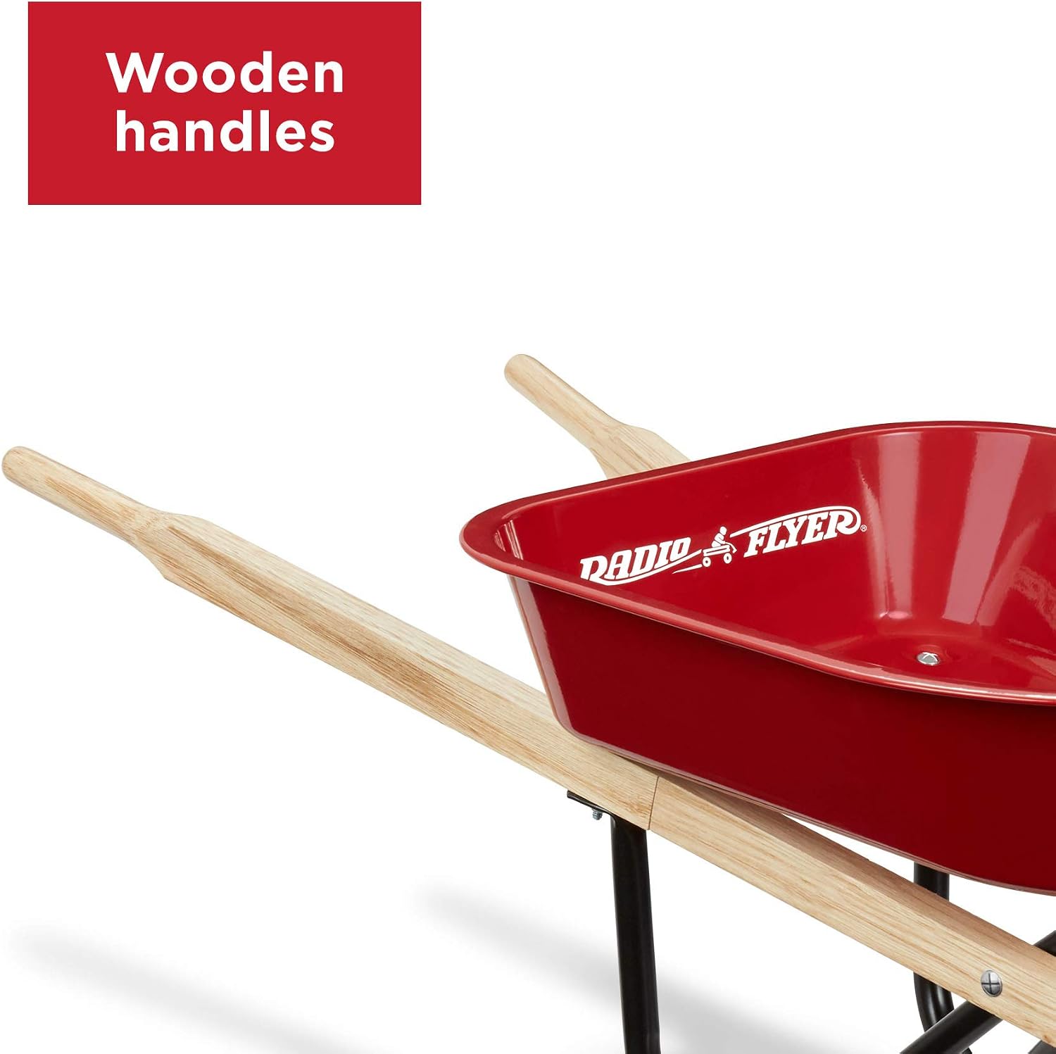 Radio Flyer Classic Kids Wheelbarrow, For Kids 3+, Seamless Steel Tray with No-Scratch Edges, Real Wooden Handles, Durable Front Wheel