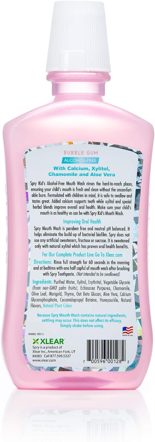 Spry Natural Xylitol Oral Rinse Mouthwash, Spearmint - 16 fl oz (Pack of 1) | Natural, Fluoride Free, Enamel Support, Low Alcohol, Gentle for Sensitive Mouth and Gum, Non-GMO, No Burn
