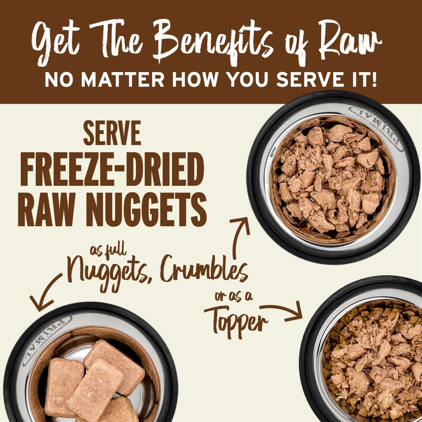 Primal Freeze Dried Raw Dog Food Nuggets, Beef, 14 oz | Complete & Balanced Nutrition, Meal, Topper or Treat, Grain-Free, High Protein, No Synthetic Vitamins & Minerals