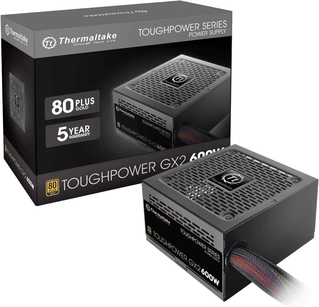 Thermaltake Toughpower GX2 80+ Gold 600W SLI/Crossfire Ready Continuous Power ATX 12V V2.4/EPS V2.92 Non Modular Power Supply 5 Year Warranty