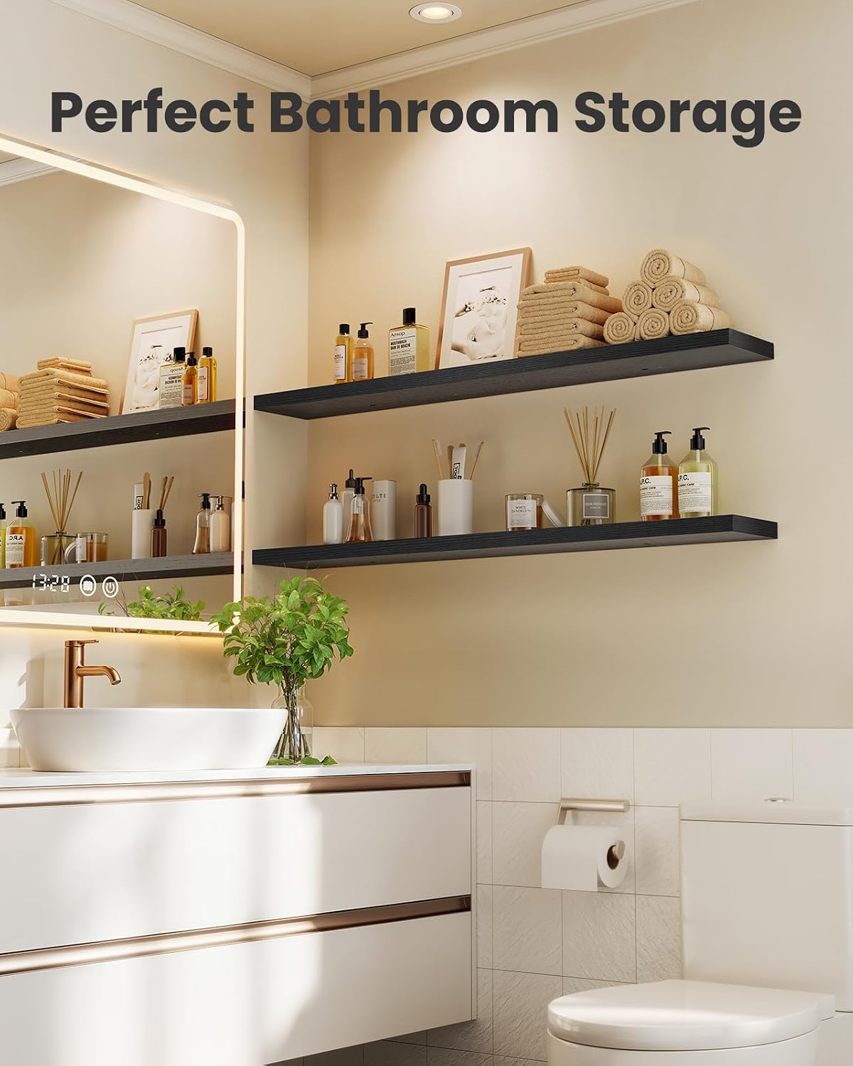 AMADA HOMEFURNISHING Floating Shelves, Wall Shelves for Bathroom/Living Room/Bedroom/Kitchen Decor