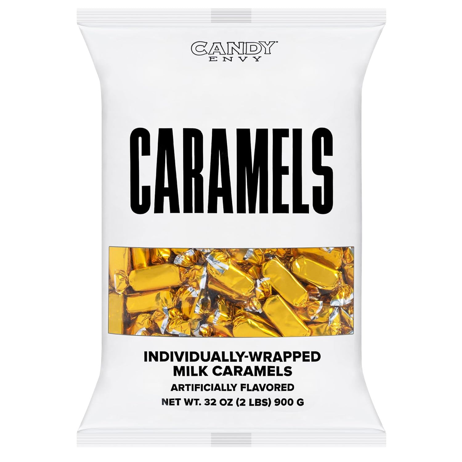 Candy Envy - Individually Wrapped Caramels - Gold Wrapper - 2 Pound Bulk Gold Candy