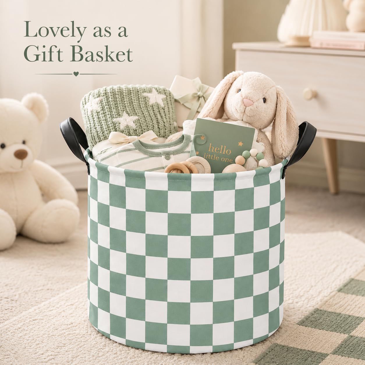MAIZMZ Kids Hamper Storage Basket Nursery Bins Baby Gift Toy Organizer Box Laundry Basket Large Canvas Collapsible Chest for