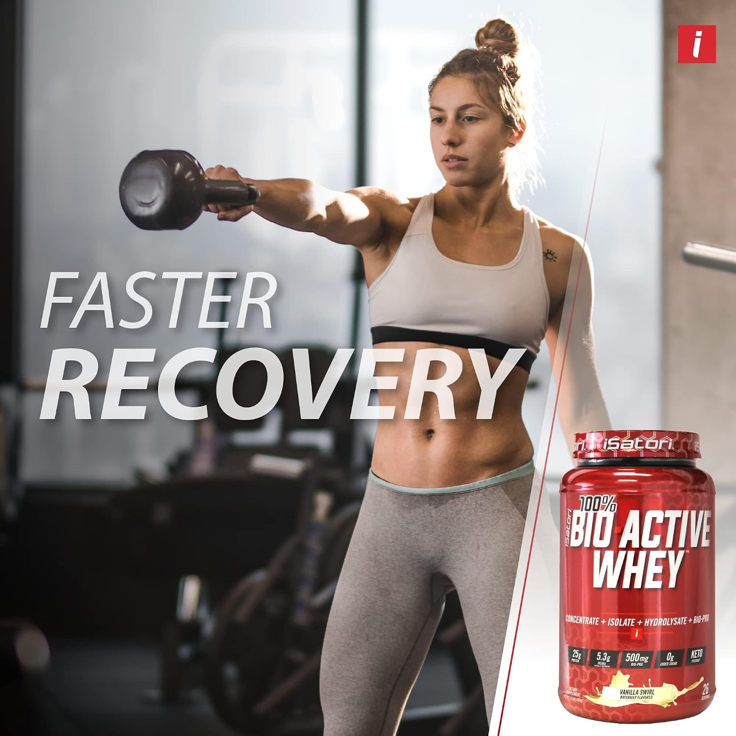 iSatori 100% Bio-Active Whey Protein Chocolate Flavor - 26 Servings | Whey Isolate, Hydrolysate, Concentrate, BCAAs, Colostrum Peptides, 25g Protein Per Serving, Muscle Growth and Recovery