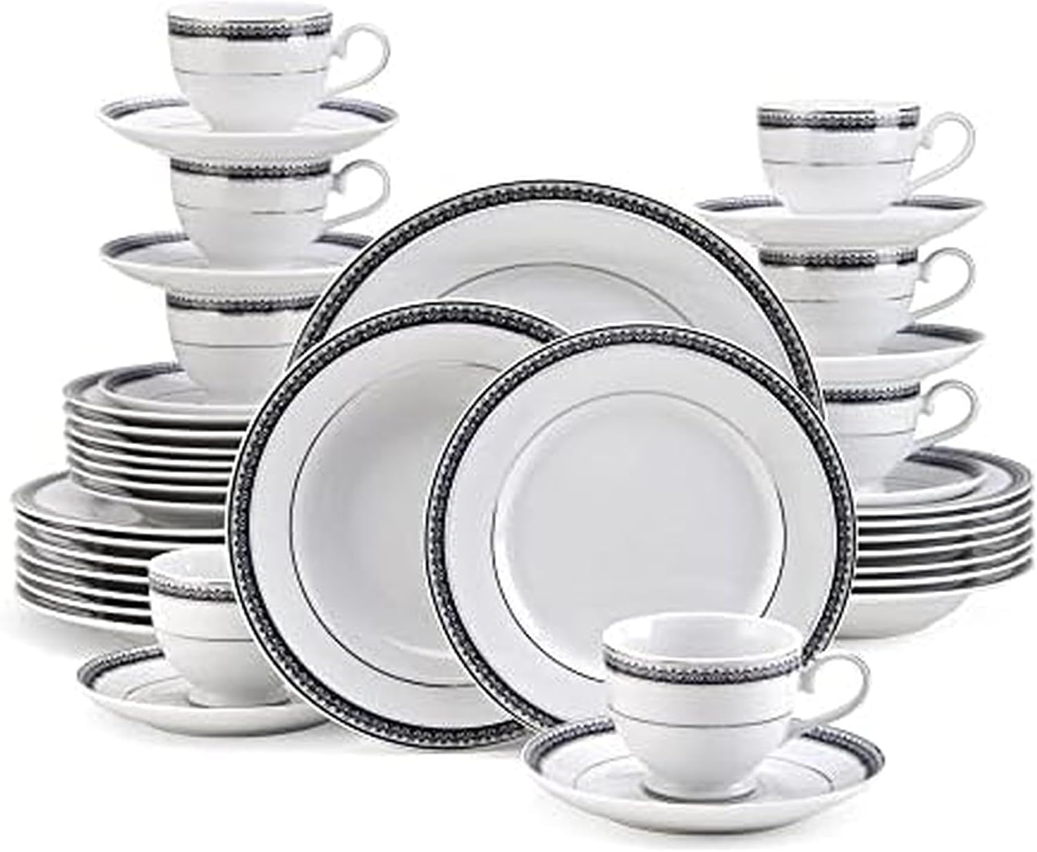 Mikasa Regent Bead 40-Piece Porcelain Dinnerware Set, Service for 8
