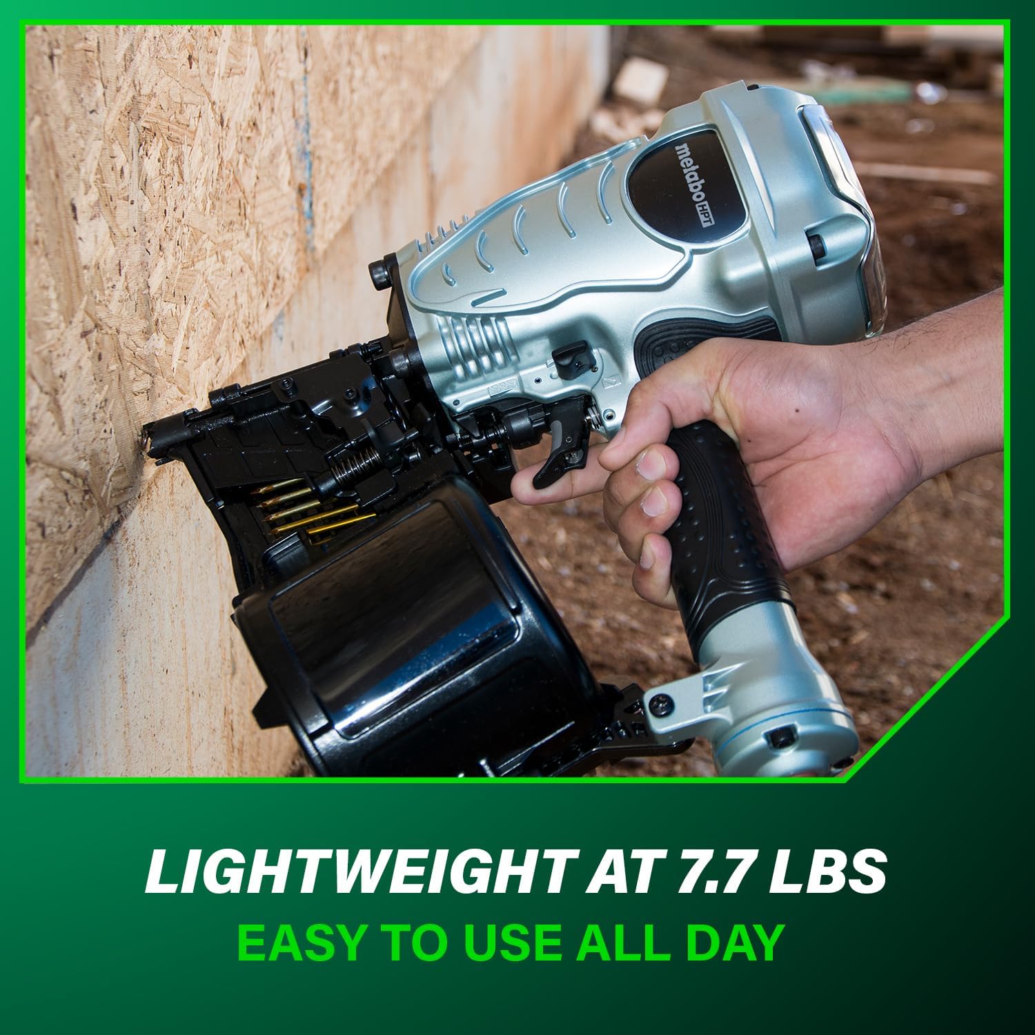 Metabo HPT Coil Framing Nailer, 15° Nails, NV90AGS | Pneumatic Power, Construction Tools, Roof Decking Support, Floor & Truss Applications