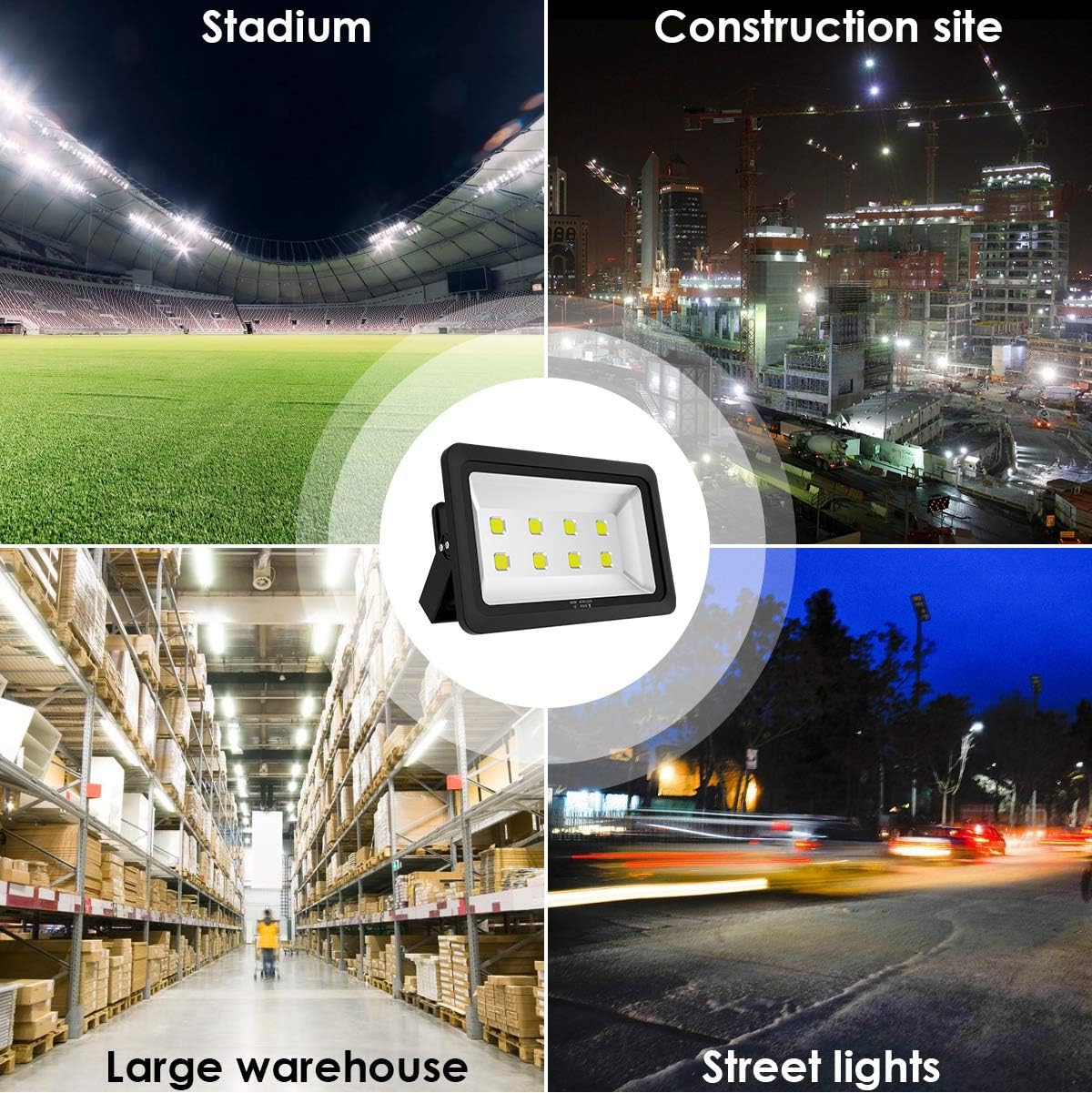200W LED Flood Lights Outdoor, 110-285V, 20000LM Super Bright Security Light Fixture, IP66 Waterproof 6000K Daylight White，Landscape Commercial Industrial Lighting Fixtures
