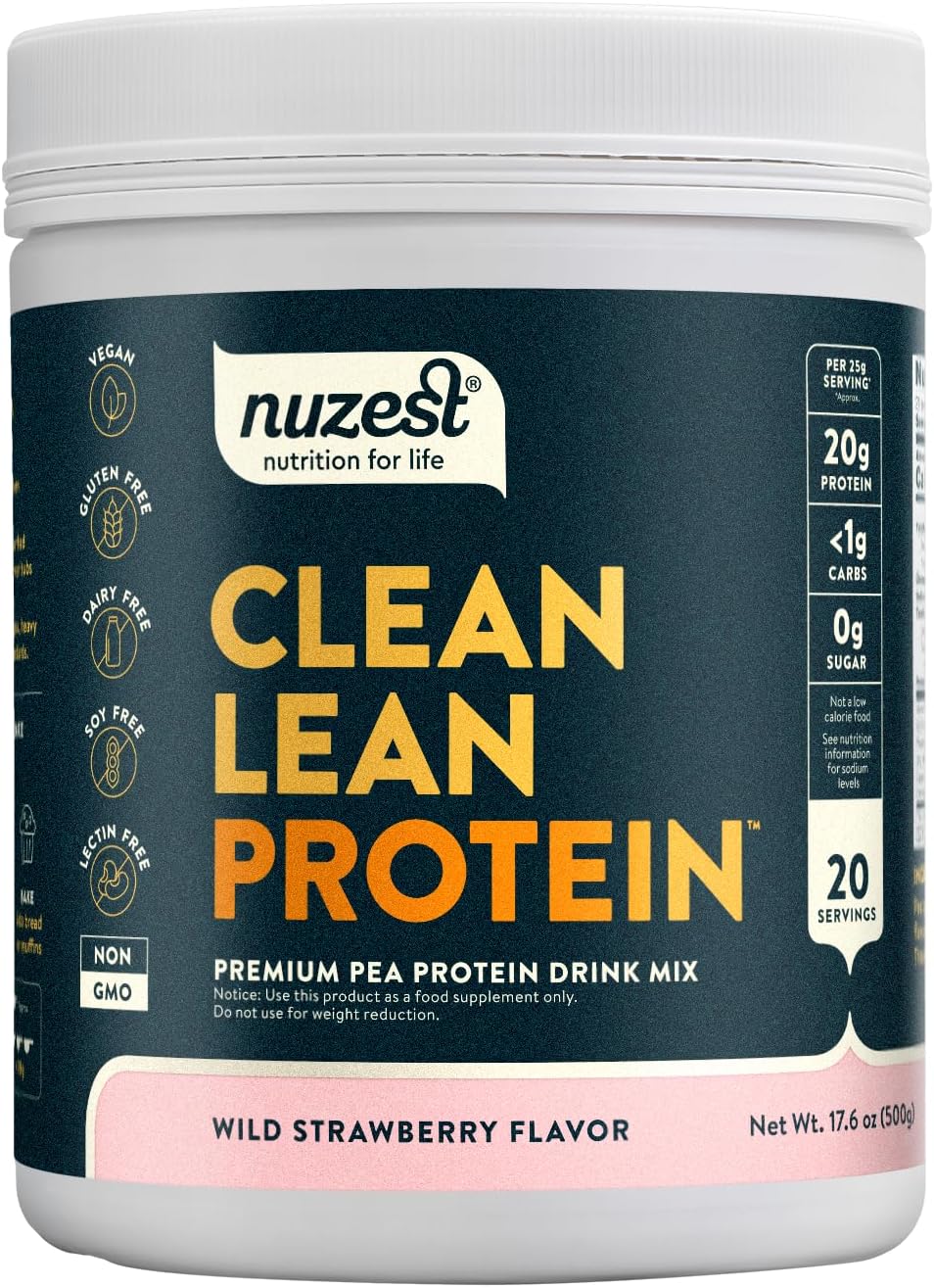 Nuzest Clean Lean Protein - Vegan Pea Protein Powder Rich Chocolate 1.1 lb | 20 Servings with 18g Protein Plant Based Protein Powder, Only 4 Ingredients, Dairy Free, Gluten Free, GMO Free, Protein Shake