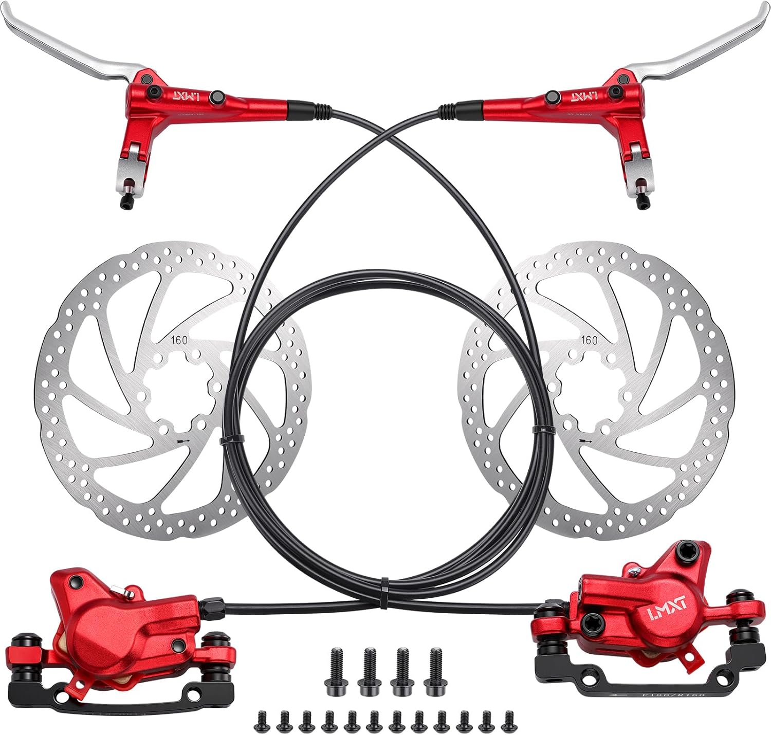 TOBWOLF MTB Cable Disc Brake Kit, Front Rear Calipers with 160mm Rotors
