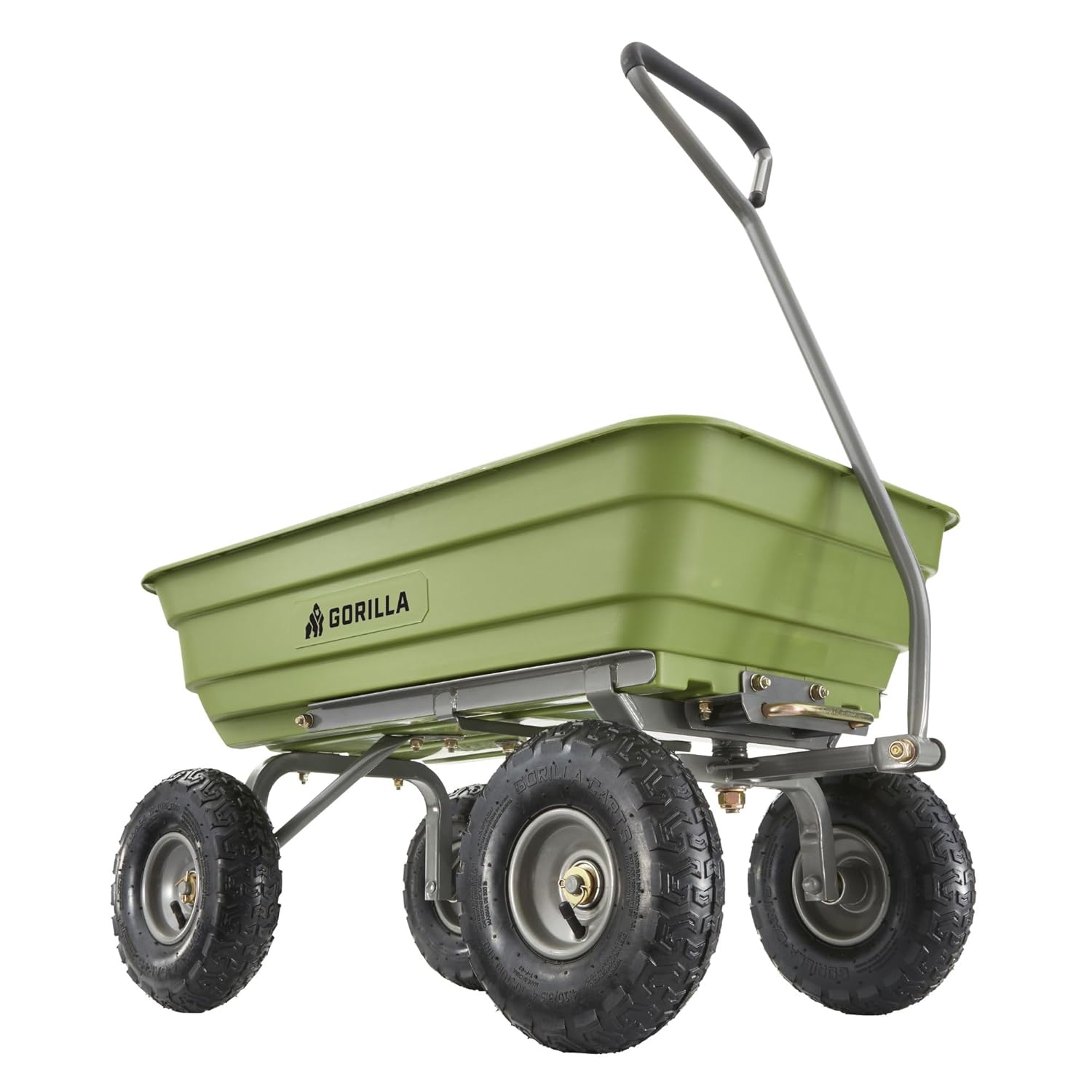 Gorilla Carts Poly Garden Dump Garden Cart with Easy to Assemble Steel Frame, Camping Wagon with Quick Release System, 1200 Pound Capacity, and 13 Inch Tires | 1,200-lb Capacity, 6 Cu Ft Tub Poly Dump Cart with Quick-Release Dump for Bigger Yard Cleanup…